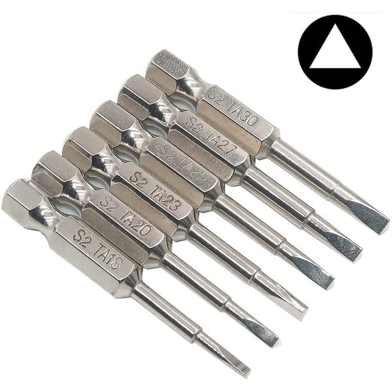 Fixinus 6 Pieces Magnetic Triangle Screwdriver Bits Set, 1/4 Inch