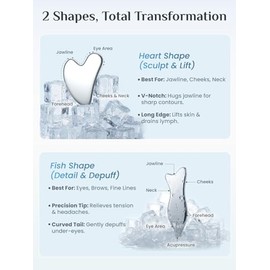 Rena Chris Juego de Gua Sha de acero inoxidable, herramienta Guasha para masaje facial y corporal, herramientas de masaje Gua Sha y acupuntura para es
