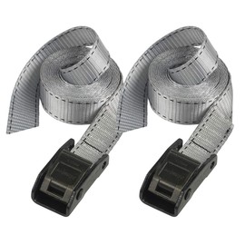 Master Lock 3110EURDAT Luggage Strap with easy to use Buckle, Grey, 2,50m x 25mm Strap, Pack of 2