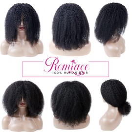 Wig Human Hair For Women Afro Kinky Curly Wigs 100% Human Hair Wigs Glueless None Lace Afro Hair Wigs 180% Density (14 Inch, Afro Wig None Lace)