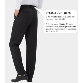 ALTHLEMON Men's Classic Fit Flex Expandable Waist Flat Front Dress Pants 36W 30L Black