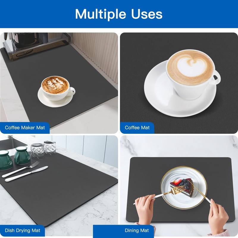 KIPTVO Draining Board Mats, Kitchen Super Absorbent Draining Mat, Folding