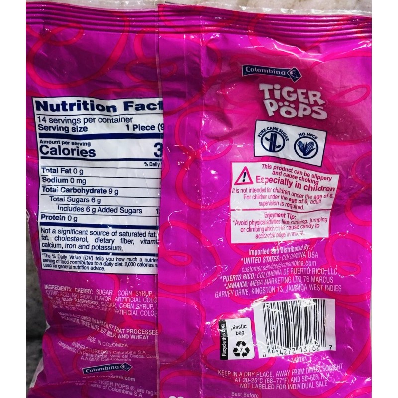 Tiger Colombina Tiger Pops Very Berry 14 Pops 4.5oz-Great For
