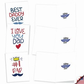 The Best Card Company 20 Assorted Father's Day Notecards Bulk Box Set 4 x 5.12 Inch Envelope for Dad, Pa, Pop, Daddy, Stepfathers (10 Designs, 2 Each) Dad Graphics AM10344FDG-B2x10