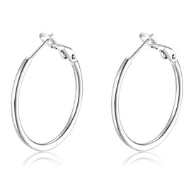 Candyfancy Hoop Earrings gold silver Plated for Women Girls Fashion Round Loop Circle Huggie Hoops Earrings 30mm 40mm 50mm 60mm Silver Gold Rose Gold Black Stainless Steel