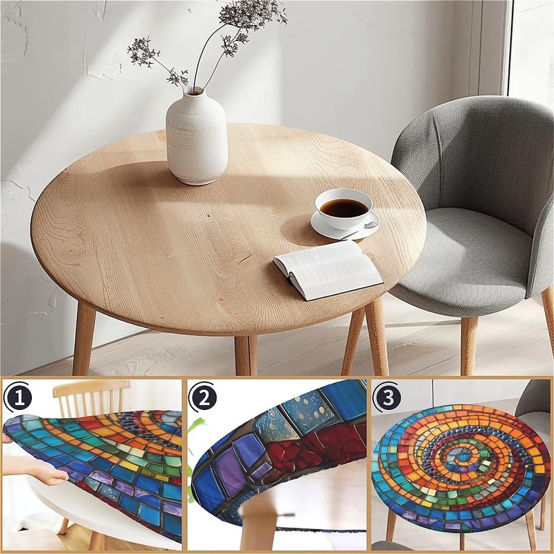 artslion Outdoor Round Tablecloth with Elastic Band 60In (150Cm) Elastic