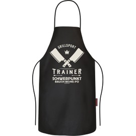 RAHMENLOS Original BBQ Apron Cooking Apron: Barbecue Sports Trainer Focus Belly Legs Butt, black