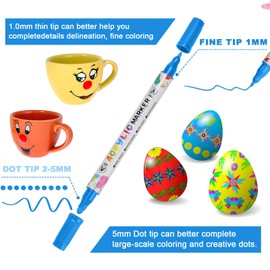 KEMYR 100 Colors Acrylic Paint Pens, Dual Tip Acrylic Paint Markers for Paper, Wood, Canvas, Stone, Rock Painting, Glass, Fabric, DIY, Ceramic, Art Supplies for Kids and Adults Drawing (Dot + Fine)