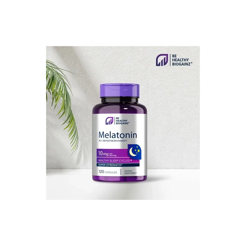 Biogainz Melatonina Suplemento Energía Cápsulas Sin Sabor 120 Unidades