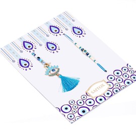 SAJTOX Designer Beaded Evil Eye Bhiya Bhabhi Rakhi Set for Indian Festivals (Rakshabandhan & Bhaidooj), Chuda Rakhi for Bhabhi & Bracelet Rakhi for Bhiya