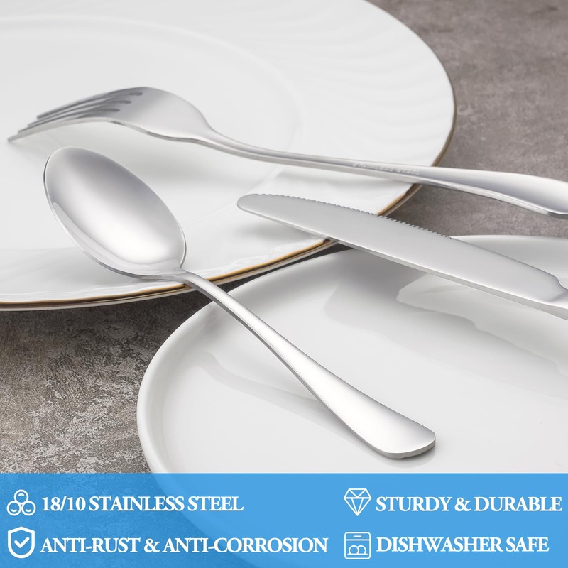 Teaspoon Set,16 Piece 6.7" Spoons Silverware, Premium Food Grade Stainless