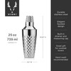 Viski Diamond Cocktail Shaker Set, 25 oz Faceted Stainless Steel