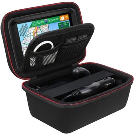 BOVKE GPS Case for 5-5.5" inch GPS Navigator Garmin Drive 52/Drive 51/53 DriveSmart 55/dezl OTR500/zumo 396 LMT-S/Garmin zūmo XT GPS Navigation System, Mesh Pocket for Accessories, Black+Black