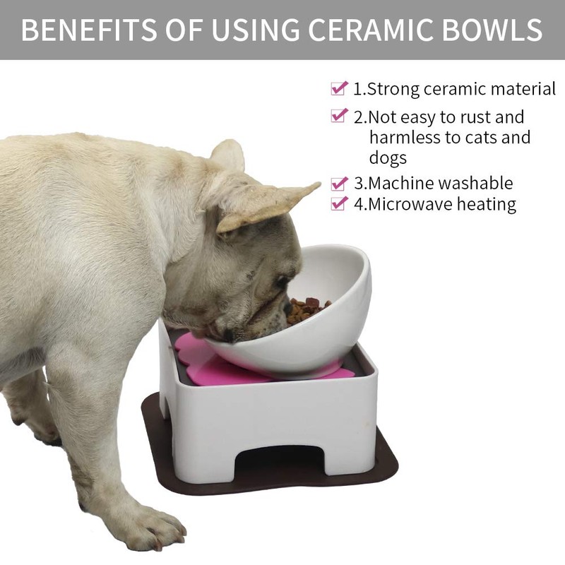 WZ PET Raised Ceramic Dog Feeding Bowl,Adjustable Elevated Dog Bowls