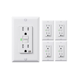 DEWENWILS 5 Pack 15 Amp GFCI Outlet, Self-Test GFI Receptacles with LED Indicator, Tamper Resistant & Weather Resistant, Wallplate and Screws Included, UL Listed, White