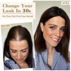 Hairro 100% Real Human Hair Toppers for Women No Bang, Clip in Real Hairpieces, Breathable Silk Base for Covering Greyish Thinning Hair Loss on Top, 12 Inch Mocha Brown Mix Medium Blonde