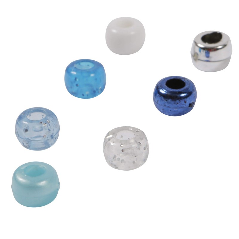 Elsa's Pony Bead Mix 200 Pieces Mixed Blue Beads Size