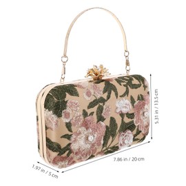 Healvian Floral Pattern Embroidery Evening Bag for Women Vintage Style Clutch Purse Closure Fashionable Handbag for Prom Wedding and Party Events