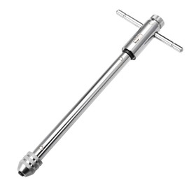 sourcing map Adjustable Ratchet Tap Wrench T-Handle, for Metric M5-M12 Thread Taps, Ratcheting T Handle Holder Reamer Hand Tapping Tool for Machinist Repair, 295mm (11.61-inch Approx.) Body