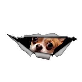 Car Sticker 22 cm (8.7 Inch) Chihuahua Sticker Funny 3D Torn Reflective Car Sticker Chihuahua Dog Peeking Funny Car Sticker Bumper Waterproof Decor Sticker