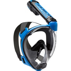 Cressi Duke Full Face Snorkel Dry Mask - Available in Standard Version or with Action Cam Holder, Adult Unisex, Black / Blue, S/M