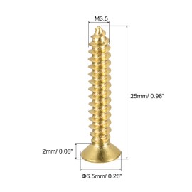 sourcing map Brass Wood Screws, M3.5x25mm Phillips Flat Head Self Tapping Connector for Door, Cabinet, Wooden Furniture 25Pcs
