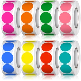 Gicare 4000 Stück Klebepunkte Bunt 20mm Aufkleber Weihnachten Sticker 8 Rollen Punkt Aufkleber Rund, Markierungspunkte Farbige Runde Etiketten Bunte Selbstklebende Klebeetiketten für Kalende Schule DIY Büro
