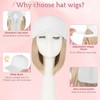 SEGO Hat Wig, Hat with Hair Attached for Women White