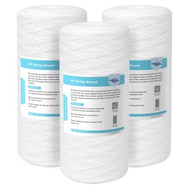 Membrane Solutions 5 Micron 10"x4.5" String Wound Whole House Water Filter Replacement Cartridge Universal Sediment Filters for Well Water - 3 Pack
