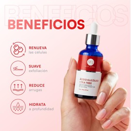 MIST JEWEL - CLEAR - Serum Ácido Glicólico + Acido hialurónico + Colágneo + Tea tree exfoliante efecto peeling facial Suero facial aclarante y renovación del cutis, anti manchas y arrugas hidratante rejuvenecedor 50 ml