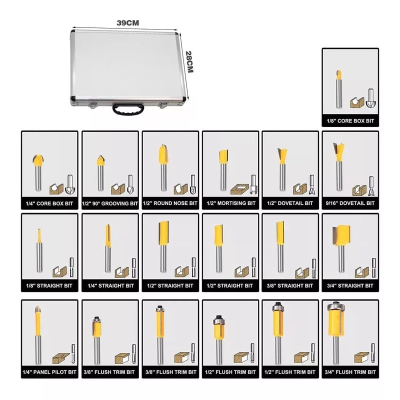 Lovly Kit De Brocas De Fresado 1/4 6.35mm Para Madera,
