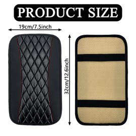 tobenbone Car Center Console Pad, Leather Waterproof Armrest Seat Box Cover Pad Protector, Comfortable Car Interior Accessories for Most Cars, Trucks, SUVs (Black)