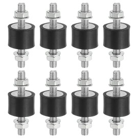 PATIKIL 8pcs 15x20mm Rubber Stud Shock Absorber M6 Rubber Insulation Mount with Cylindrical Anti-Vibration Insulation Mount Nut for Garage Motor Air Compressor Engine (VV Type)