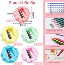 15 Stück Spitzer mit Dose, Niedlicher Blume Anspitzer mit Behälter, bleistift Spitzer kann in Form einer Blume gerollt, Anspitzer Dicke und Dünne Stifte, Handheld Pencil Sharpener zum Verschiedene Art