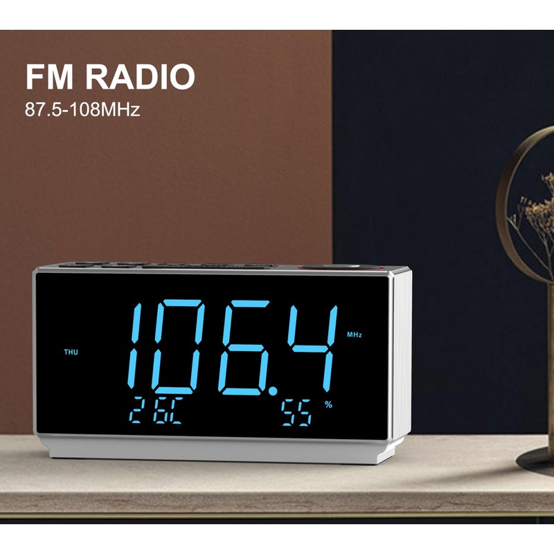 iTOMA Dual Alarm Clock with FM Radio, USB Charging, 1.8''