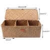 FEILANDUO 3-Section Seagrass Storage Basket with Lid Hand Woven Small