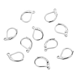 10/20 Pieces Earrings Silver Gold Hypoallergenic Lever Back Leverback Ear Hooks Clasp Finding (10 Pieces, Silver)