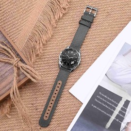BISONSTRAP Nylon Leather Hybrid Watch Band, 0.7 inch (18 mm), 0.8 inch (20 mm), 0.9 inch (22 mm), Military Replacement Band, Compatible with Smart Watches, Replacement Tool Included, 20 mm, Nylon