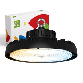 ASD LED High Bay UFO Light Fixture, Commercial Shop Lighting | 3CCT, Dimmable, IP69K Waterproof, DLC Premium, UL Listed | 300W 47700LM 3000-5000K 100-277V | Warehouse, Garage, Workshop Lamp | Black