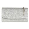 Girly Handbags Womens Glitter Plain Clutch Bag Silver