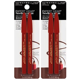 Maybelline Makeup Expert Wear Lpices para cejas y delineador de ojos, tono negro de terciopelo, 0.06 oz, Caf Oscuro, 2 unidades                       