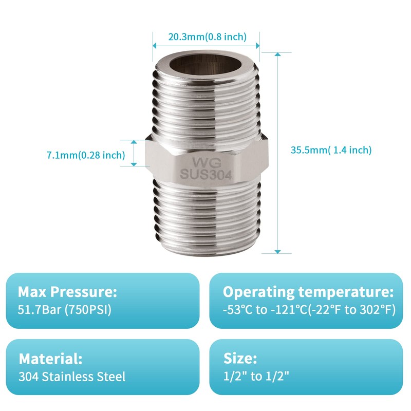 OFFO Shower Hose Connector, 2 PCS G1/2 Inch Solid Stainless