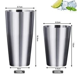 GOLRISEN Cocktail Shaker Stainless Steel Cocktail Shaker Bar Set Boston Shaker Set Cocktail Measuring Cup 700 ml + 500 ml Capacity Shaker Cup Cocktail Set for Beginners Professional Bartender Bar