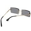 Rectangle Sunglasses for Men/Women Small Rimless Square Shade Eyewear (Black)
