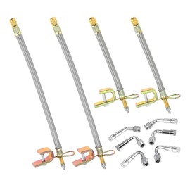 HZ-MONSTAR Valve Stem Extension, 4 Pcs 7" & 12" Braided Valve Stem Extender, 6 Pcs 45 90 135 Degree Brass Valve Stem Extender, Stainless Steel Tire Extender Braided Valve Stem Extender for Cars Truck