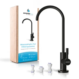 smardy Osmosis Tap Stainless Steel 360° Swivelling for Osmosis System Reverse Osmosis and Water Filter 1/4 Inch (6.35 mm) Black