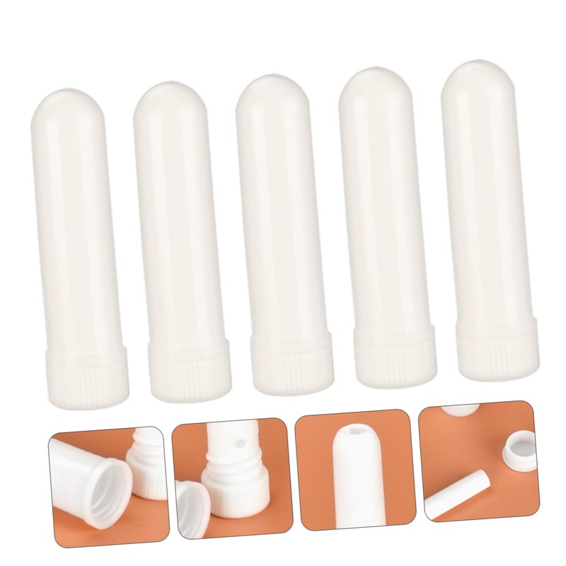 Baluue 5pcs Essential Oil Refillable Aromatherapy Tubes Portable White for