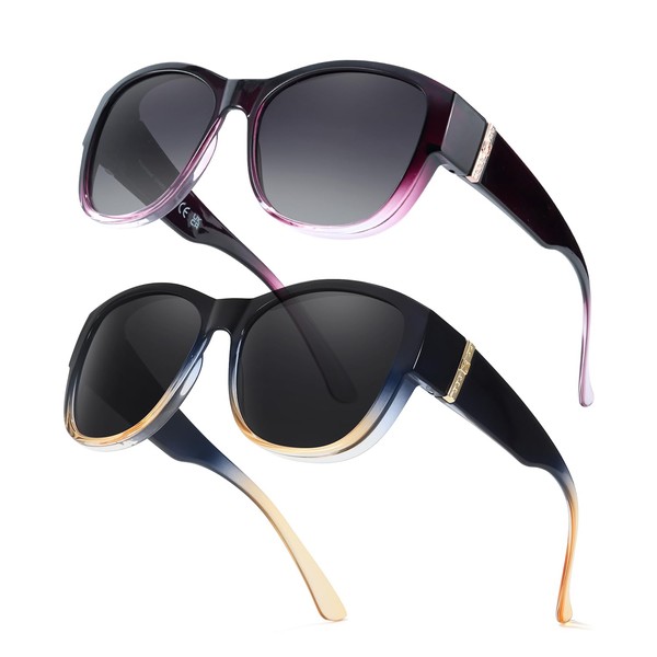 Myiaur 2 Pack Polarized Fit Over Sunglasses for Women, Oversized
