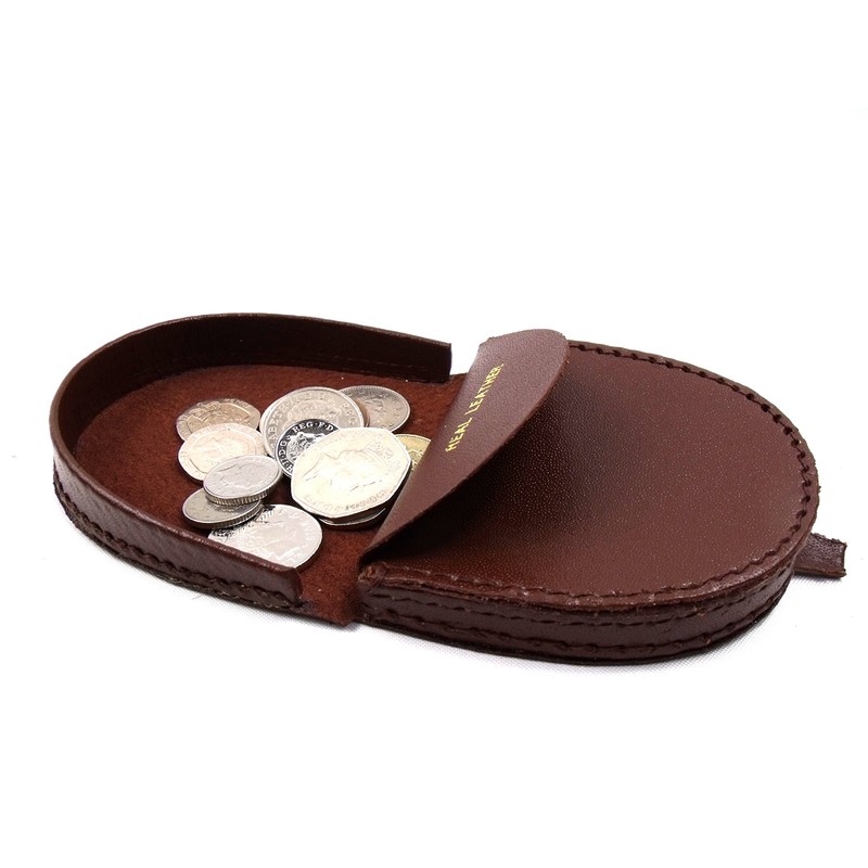 Mens Real Leather Coin Tray Purse LARGE 8cm x 9cm