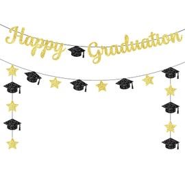 PIMXL 2 Pieces Graduation Decoration, Happy Graduation Banner, Congratulations Banner for Graduation, Exam Passed Hanging Decoration Graduation Party Decoration from Study University College